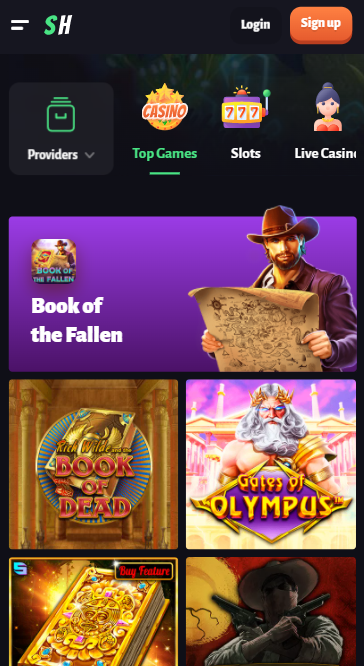 Slothunter Casino Mobile App - Interface
